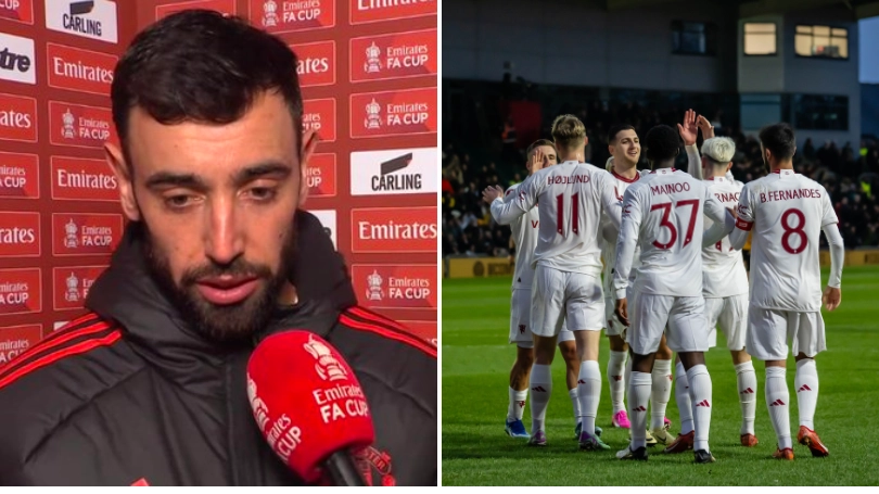 Bruno Fernandes sends four-word message to Kobbie Mainoo after teenager's Newport goal