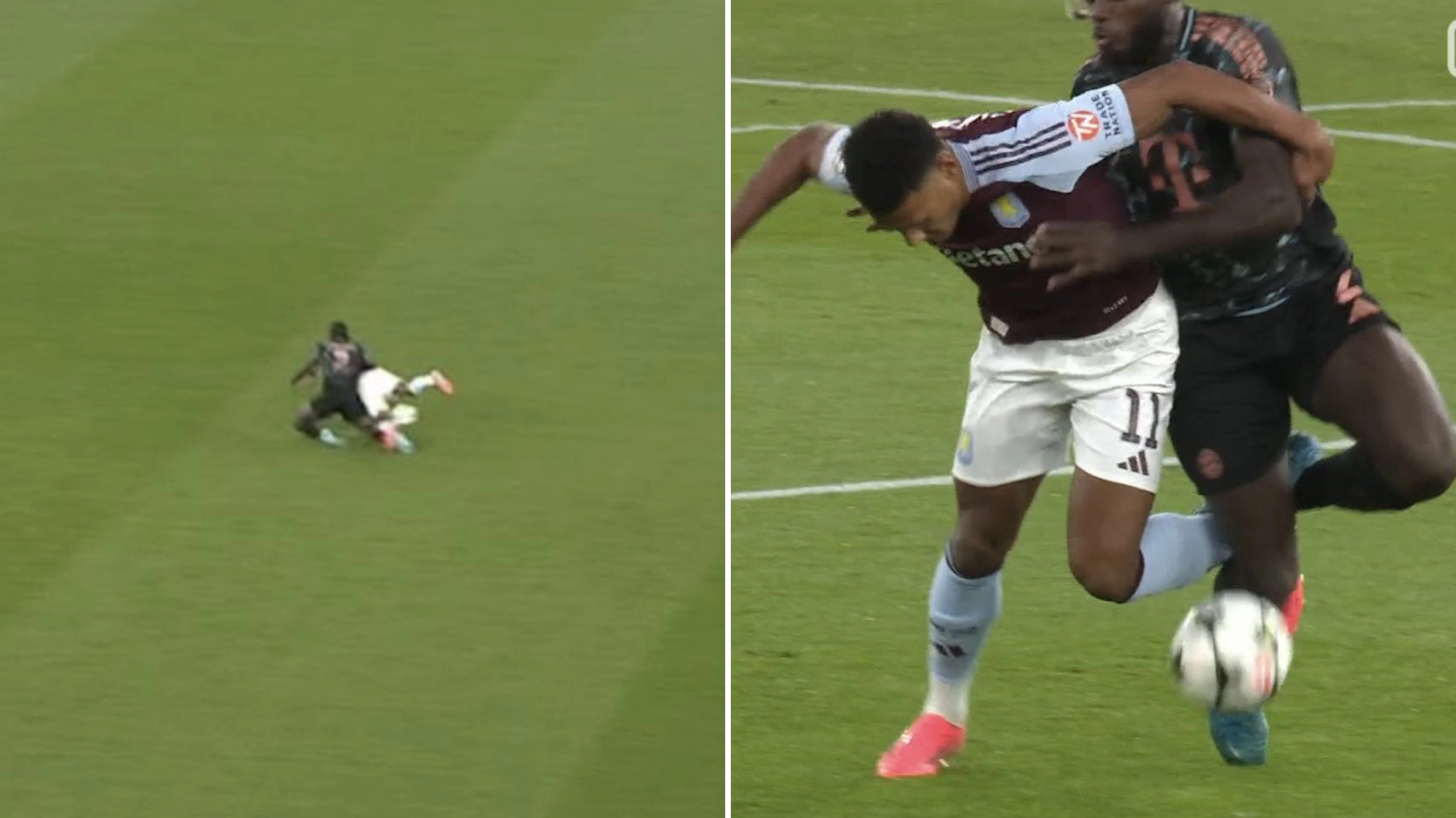 Fans in disbelief as Dayot Upamecano gets away with the 'most blatant red card' on Aston Villa's Ollie Watkins