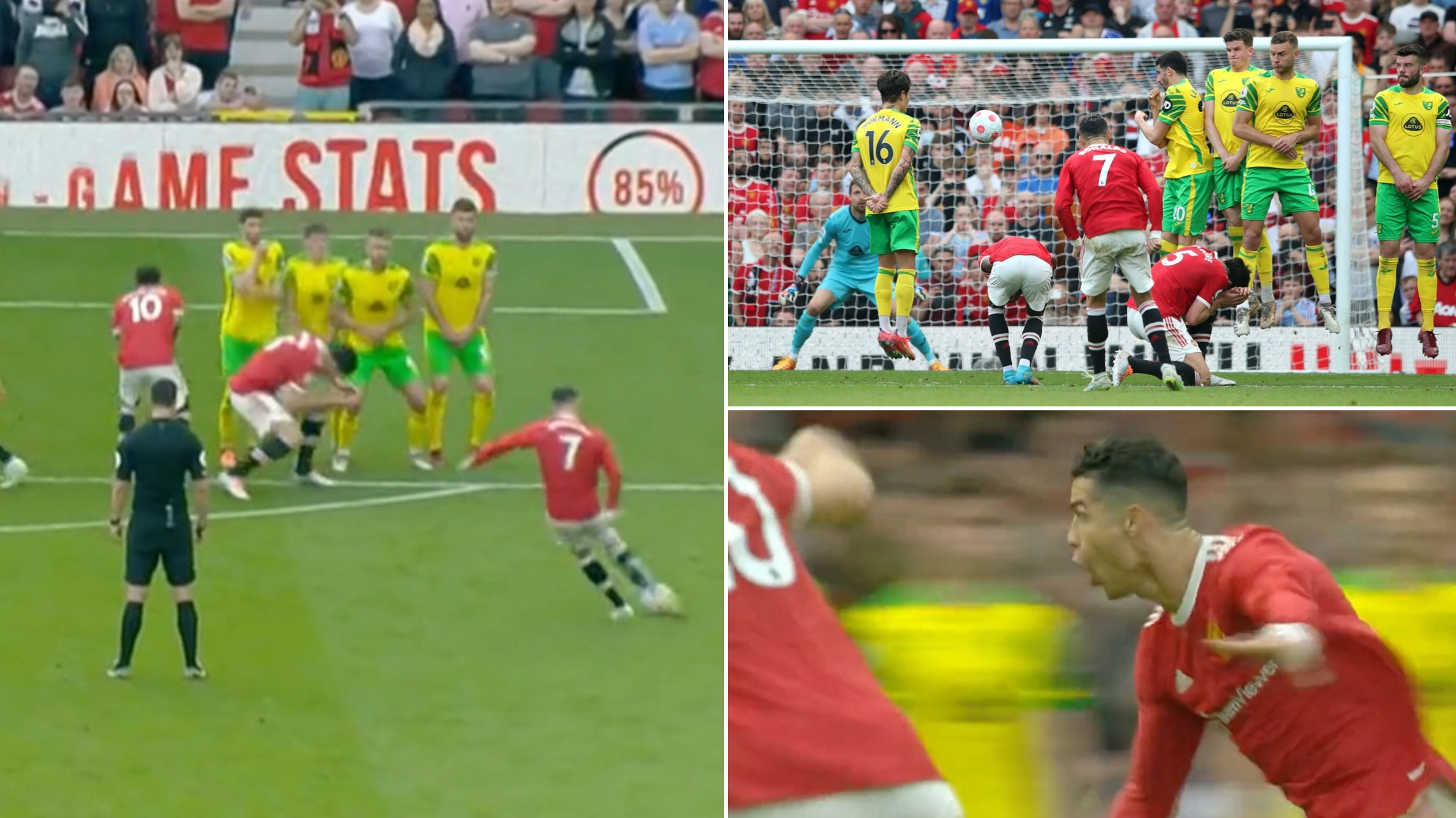 Cristiano Ronaldo Rounds Off Hat-Trick With First Free Kick Goal Since July 2020