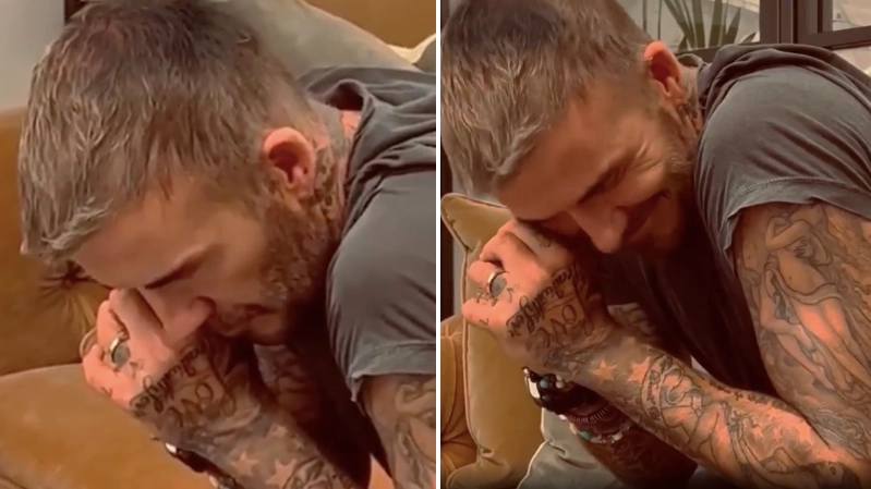 Footage of David Beckham listening to commentary of his free-kick vs Greece is emotional