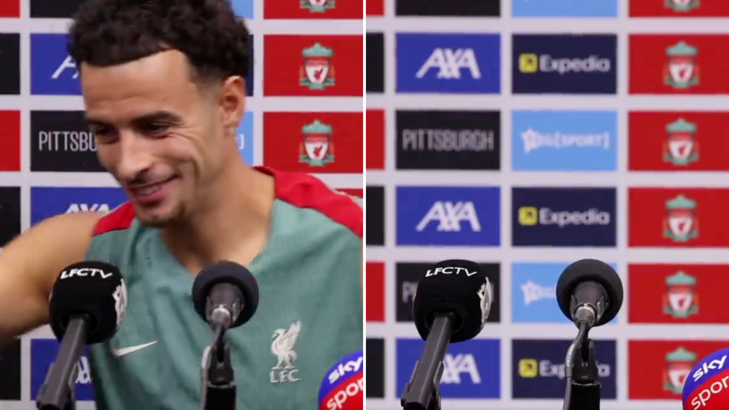 Microphone picks up what Curtis Jones said as he left Liverpool press conference and it's got fans talking