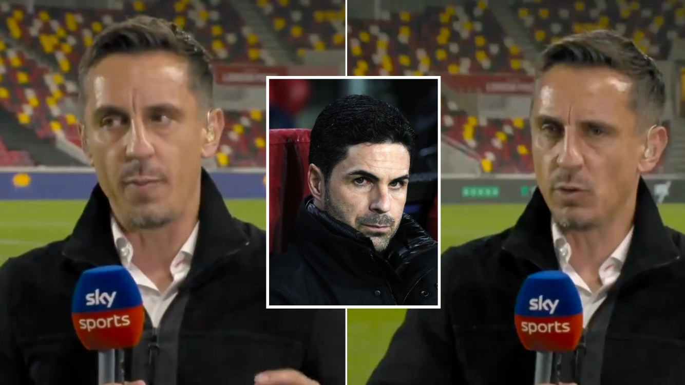 Gary Neville issues six-word response as footage of his analysis on Arsenal goes viral again three years later