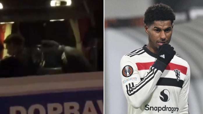 Man Utd fans are extremely concerned about Marcus Rashford as footage of him on team bus after Plzen game emerges
