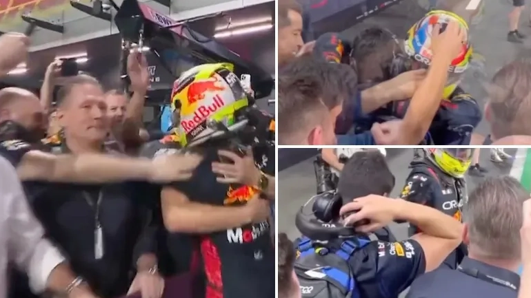 New footage shows Sergio Perez high five with Jos Verstappen