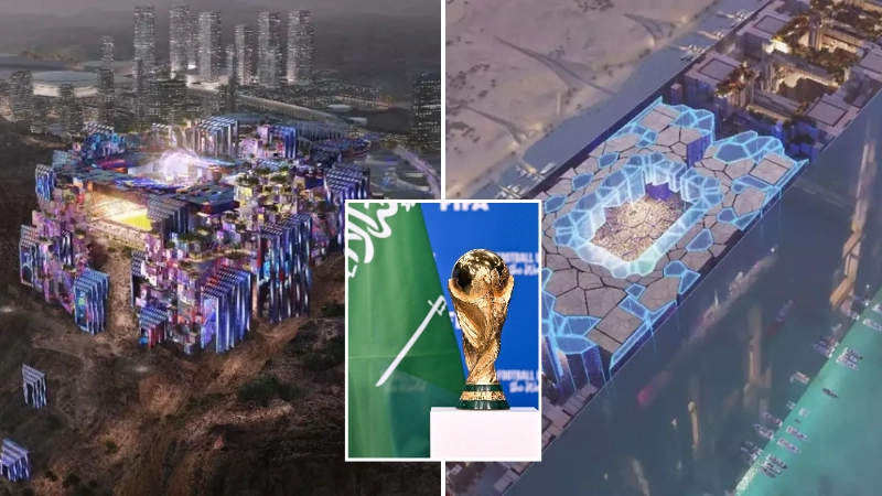 Saudi Arabia have plans for futuristic World Cup stadium that will be built '350m above ground' in unbuilt city of Neom