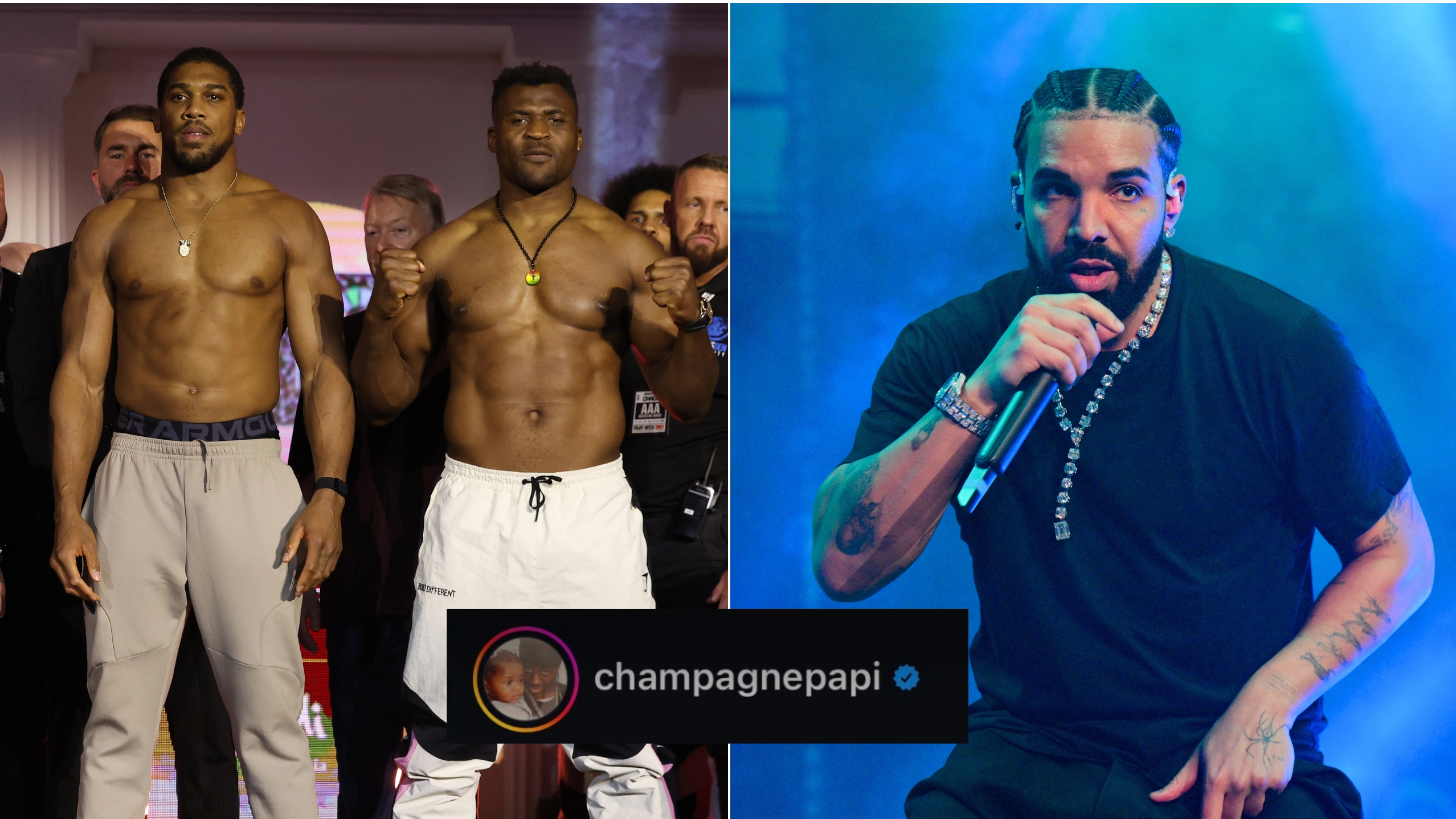 Drake places massive bet on Anthony Joshua vs Francis Ngannou result as fans fear 'curse' will strike again