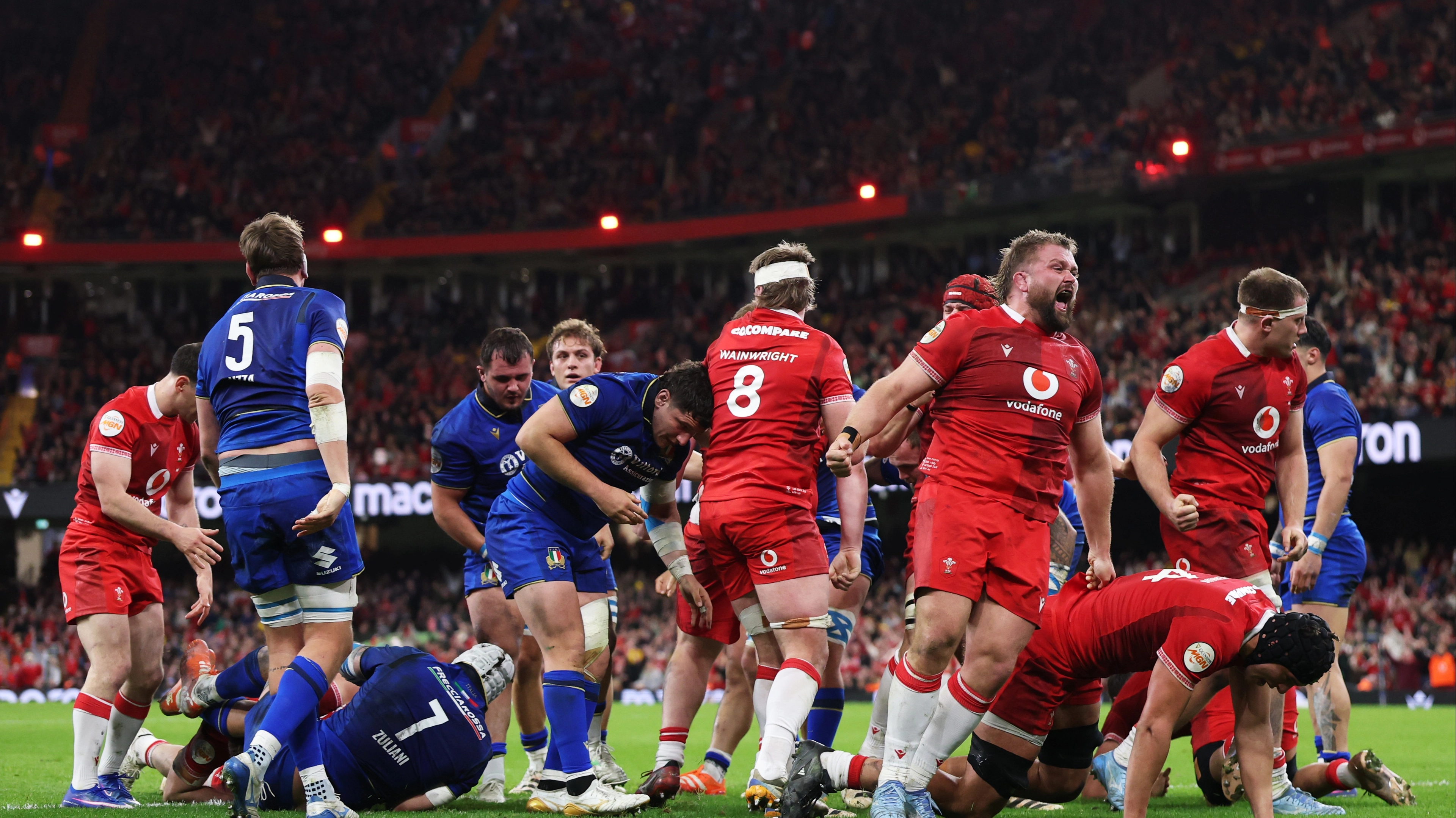 Fans all ask the same question during the first half of Italy's Six Nations clash with Wales