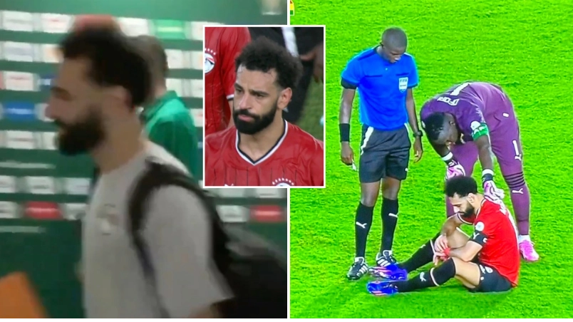 Fresh footage of Mo Salah leaving the stadium following his injury in Egypt's game instantly goes viral