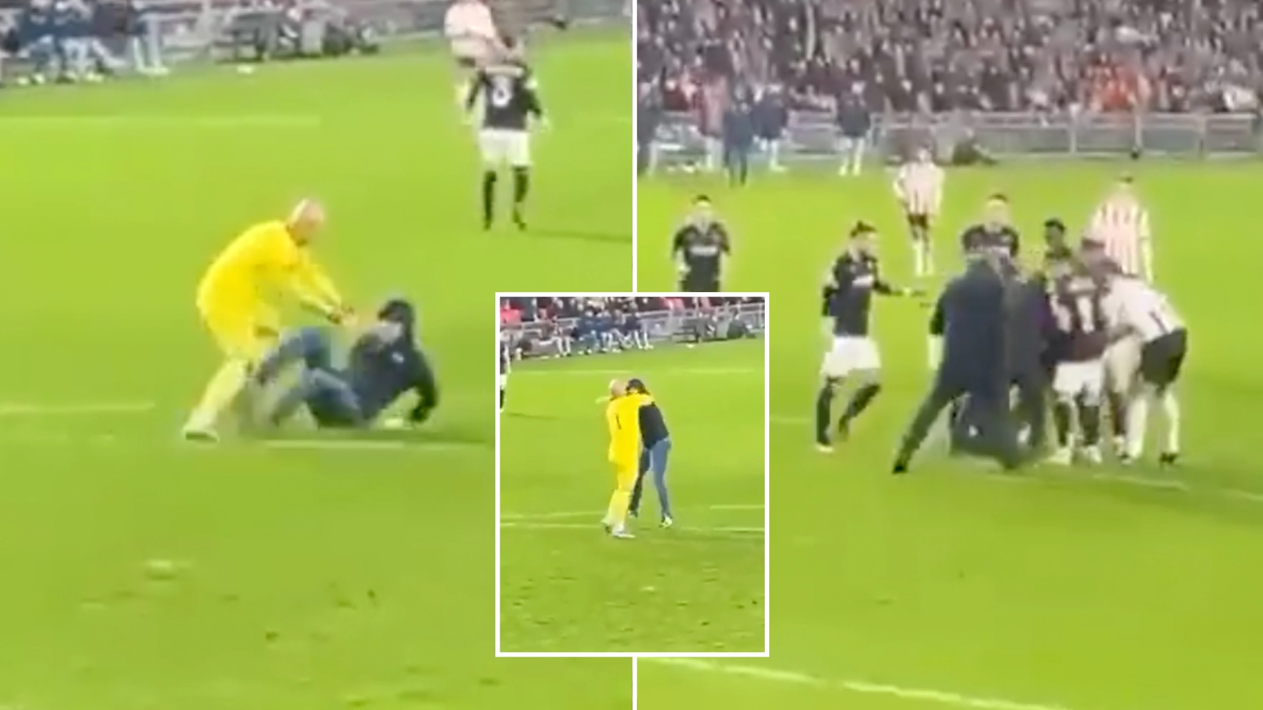 Sevilla goalkeeper attacked by PSV fan during Europa League game