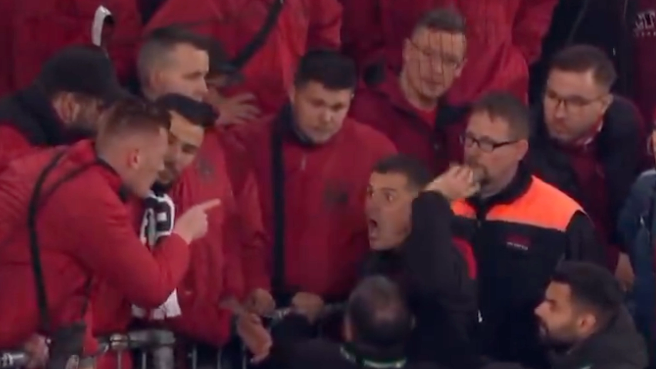 Granit Xhaka loses it with Bayer Leverkusen fans after shock German cup defeat to third-tier Arminia Bielefeld