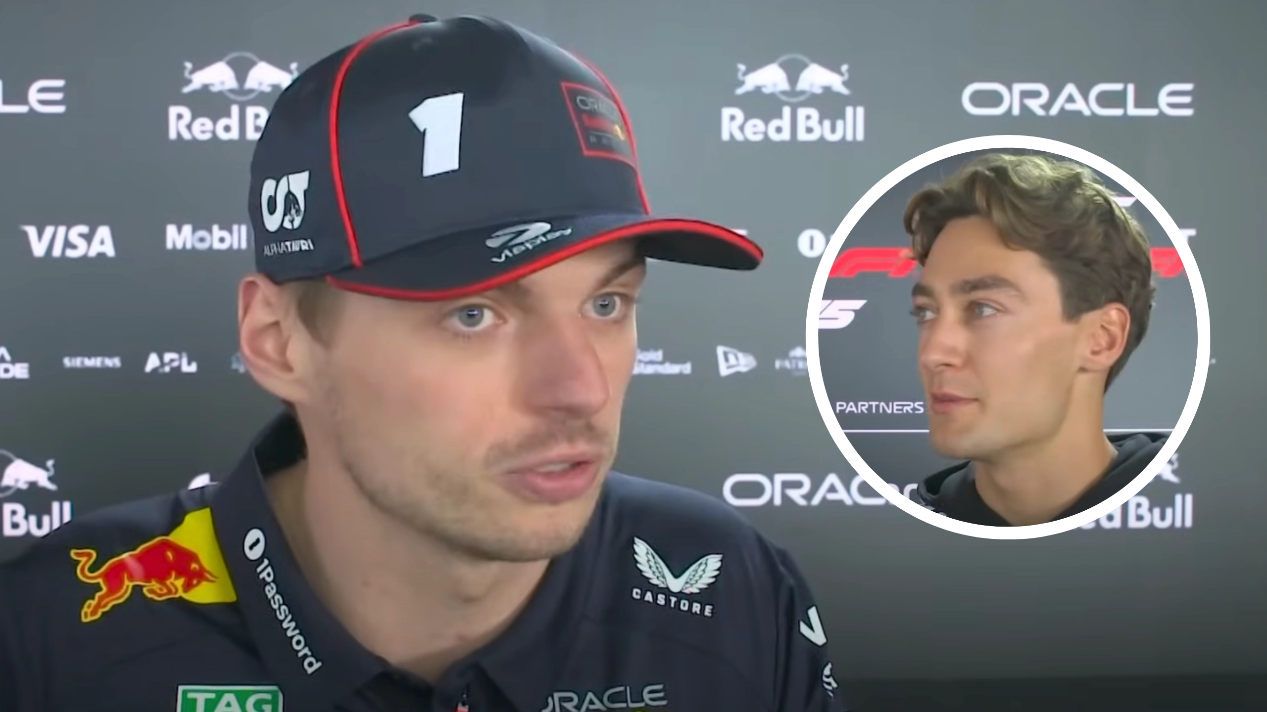 Max Verstappen clashes with Sky Sports reporter over George Russell following dig from F1 rival