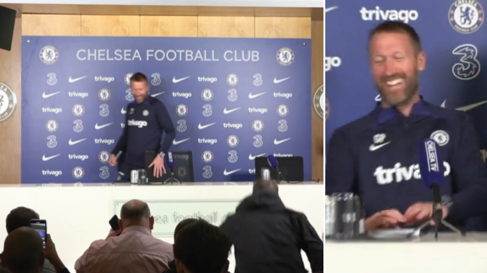 Even journalists are taking the p*ss out of Graham Potter as they joke about his 'dressing room'