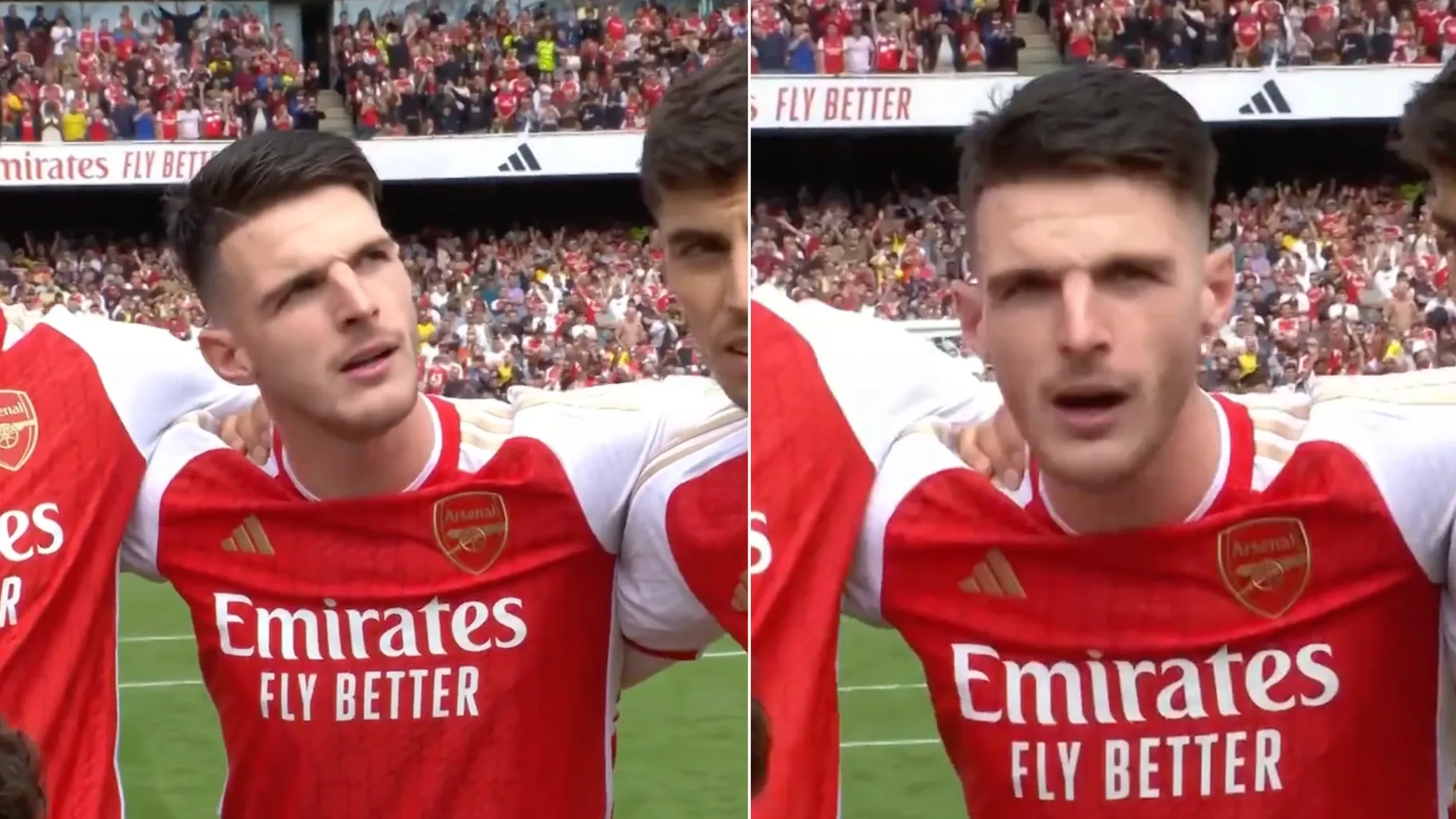 Fans spot what Declan Rice did in Arsenal team huddle before kick-off