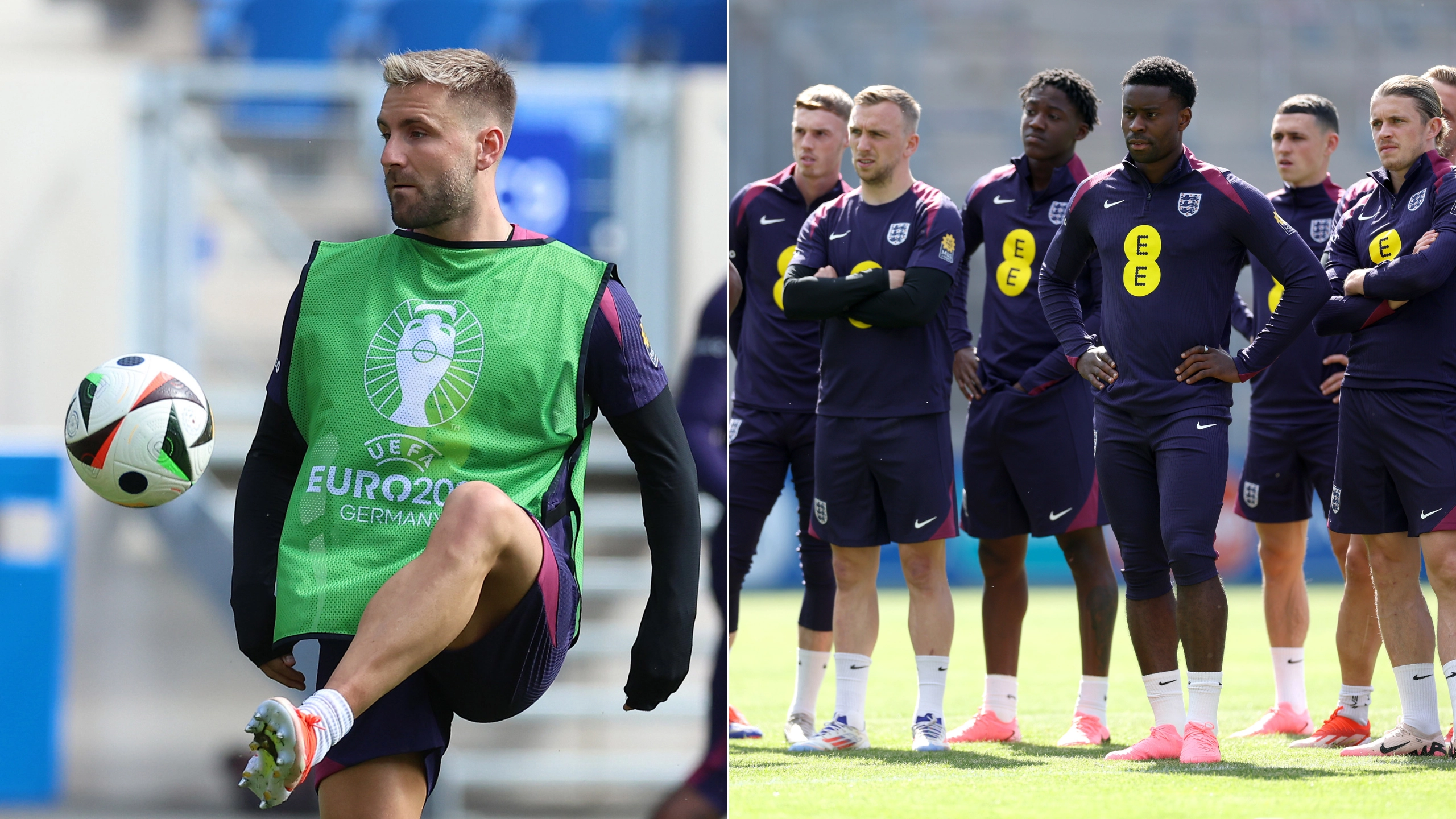 Reason Luke Shaw is only player to wear green bib in England training ahead of Euro 2024
