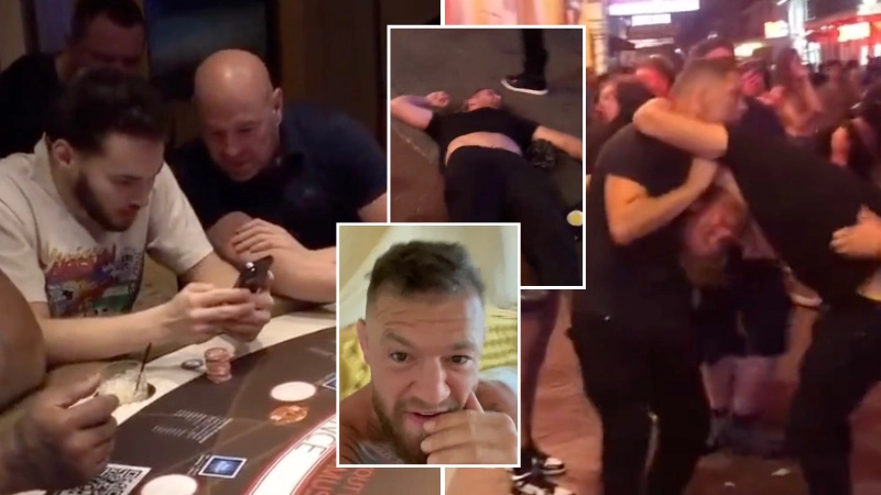 UFC president Dana White reacts to Nate Diaz choking out Logan Paul lookalike