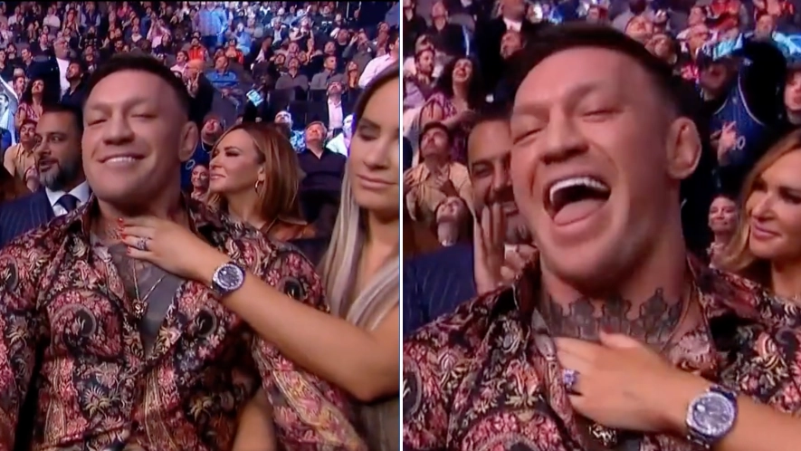 Conor McGregor's wife rubs UFC star's chest in 'strange' scenes on live TV