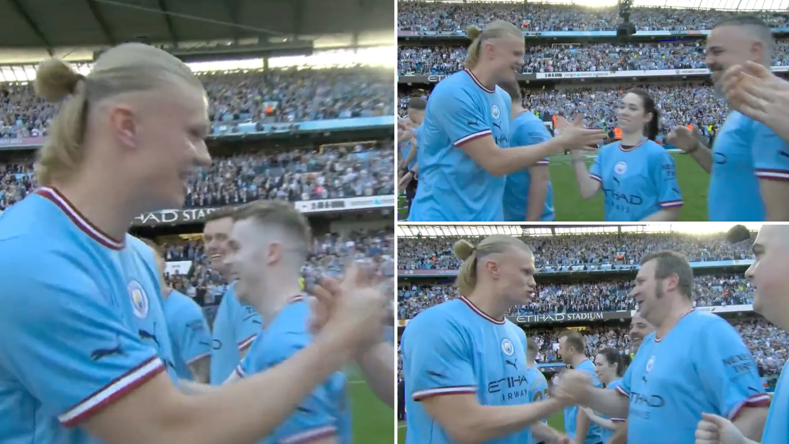 Erling Haaland was unaware of his own strength as handshake left Man City staff member grimacing in pain