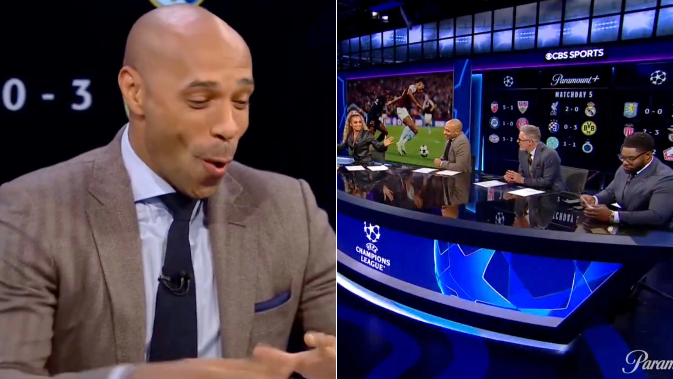 Thierry Henry tells player his father was a 'special man' mid-interview and admits he's one of his idols