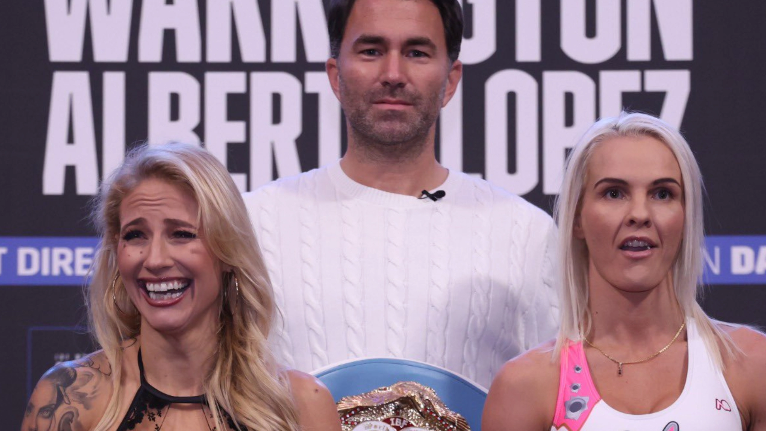 Eddie Hearn didn't know where to look in Ebanie Bridges weigh in