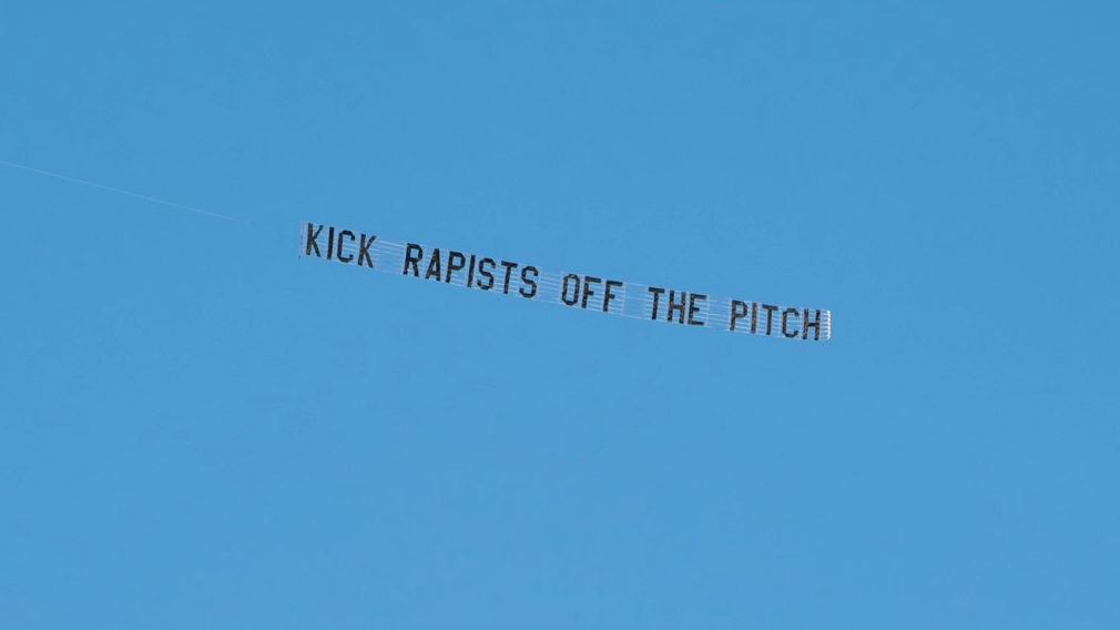 Banner flown over Crystal Palace vs Arsenal calls for football to 'Kick Rapists Off The Pitch'