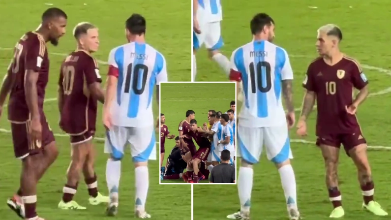 Footage emerges of rare Lionel Messi headloss after squaring up to Venezuela players in Argentina draw