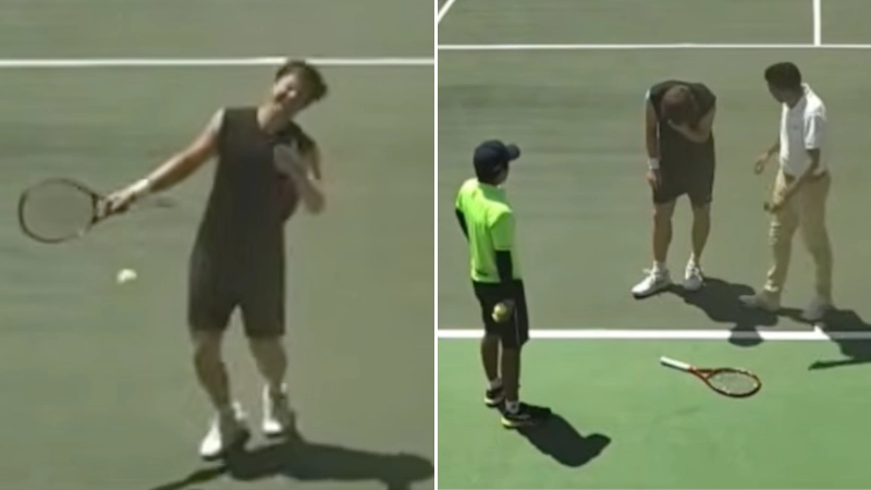 Tennis star Stefan Kozlov apologises to ball boy after controversial 'accident' at Morelia Open 
