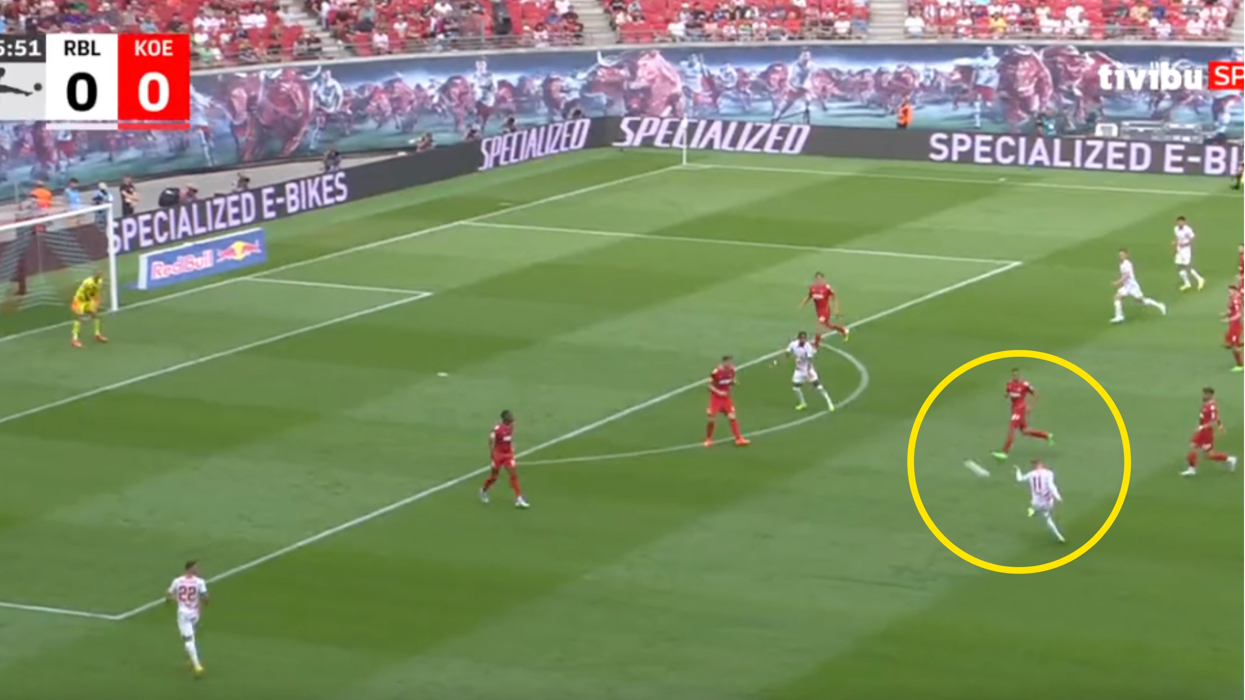 Timo Werner has just scored from 30 yards out, 36 minutes into second RB Leipzig debut