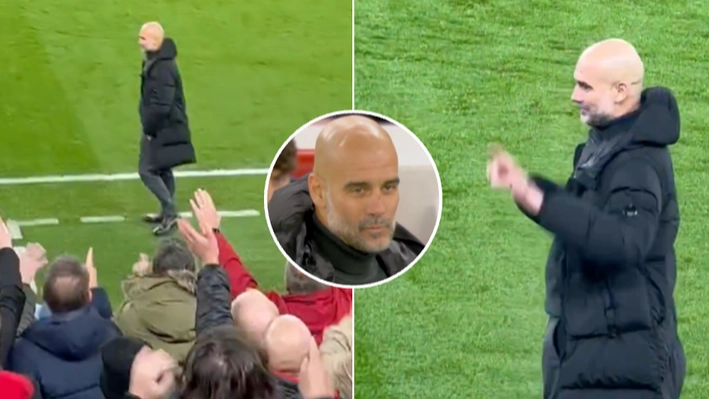 Pep Guardiola makes gesture to Liverpool crowd as Man City boss 'loses head' following brutal chant