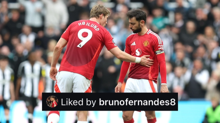 Bruno Fernandes 'likes' surprise video about Rasmus Hojlund's form and it's got Man Utd fans talking