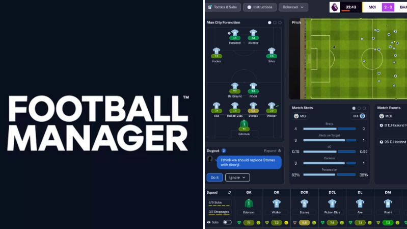 A first look at Football Manager 2025’s interface with brand-new match engine