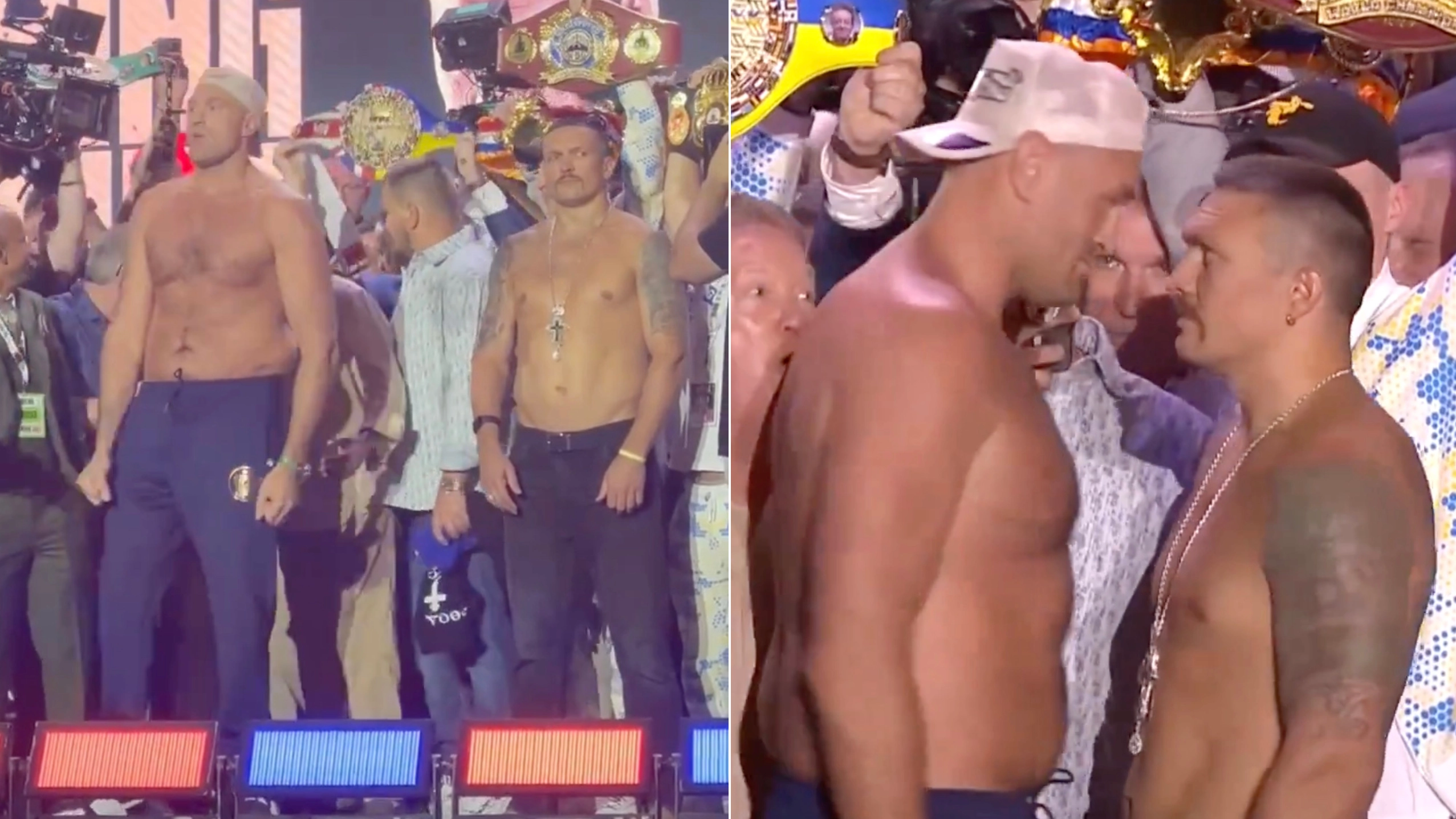 Major error made during Tyson Fury vs Oleksandr Usyk weigh-in as heavyweights separated by security