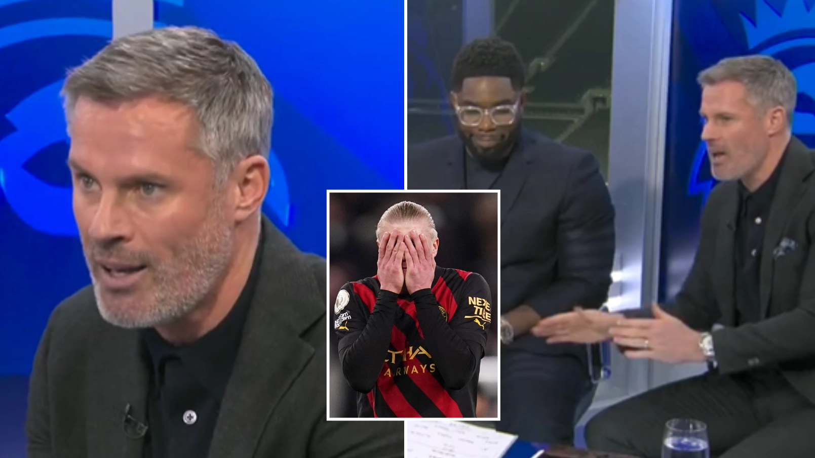 Micah Richards laughs after Jamie Carragher makes huge statement about Erling Haaland