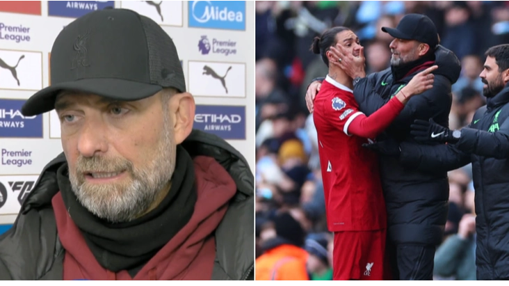 Jurgen Klopp suggests why Darwin Nunez squared up to Pep Guardiola at full-time
