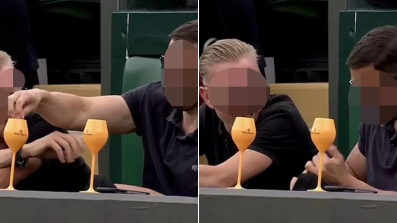 Fan Spotted Putting Something Into Other Man's Drink On Live TV At Wimbledon
