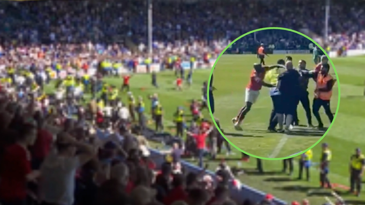 York City star punches fan after being pinned to floor during promotion celebrations