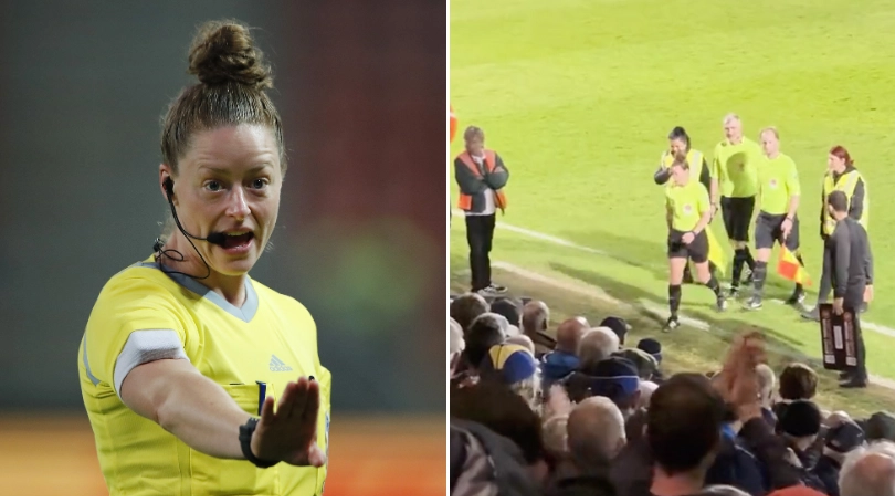 Kirsty Dowle clapped off pitch by fans after 'one of the best performances by a referee in years'