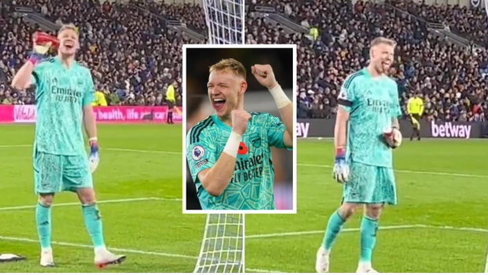 Fan footage of Brighton fans giving Aaron Ramsdale banter is brilliant