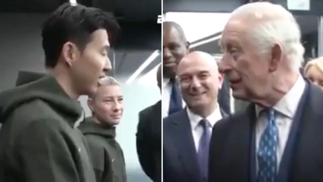 King Charles makes extremely awkward comment to Spurs player Son Heung-min with Daniel Levy watching