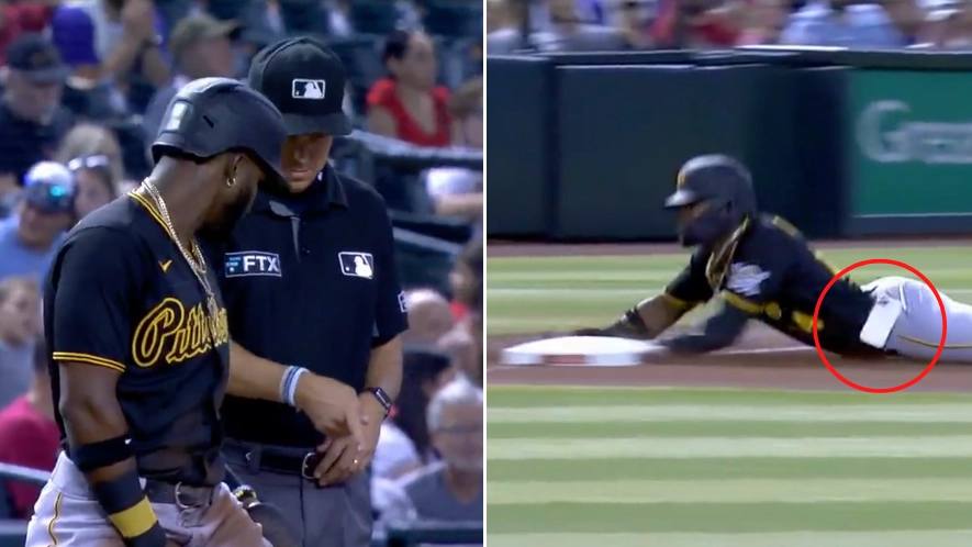 Baseball player’s iPhone flies out of his pocket in the middle of a game