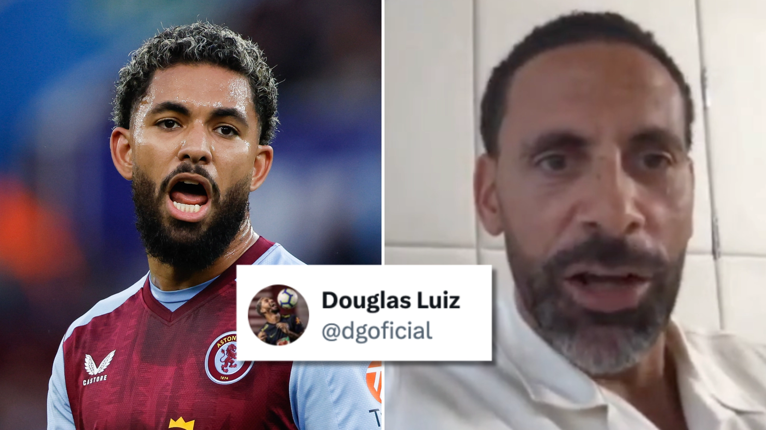 Douglas Luiz destroys Rio Ferdinand with brutal post on X prompting swift response from Man Utd legend