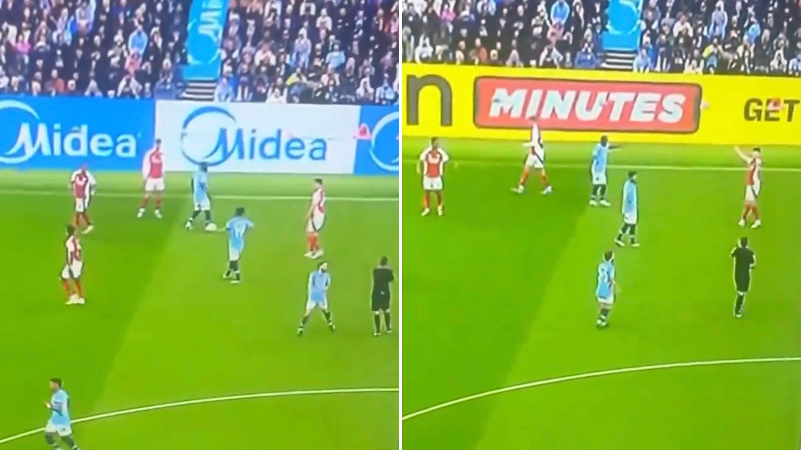 Arsenal fans pick out incident referee didn’t book Man City star after Leandro Trossard controversy