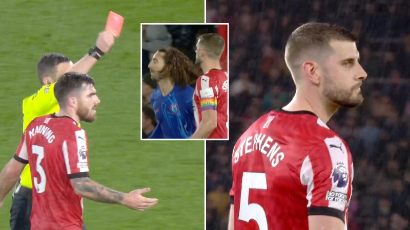 Southampton's Jack Stephens given one of the most unusual red cards in Premier League history after incident involving Marc Cucurella