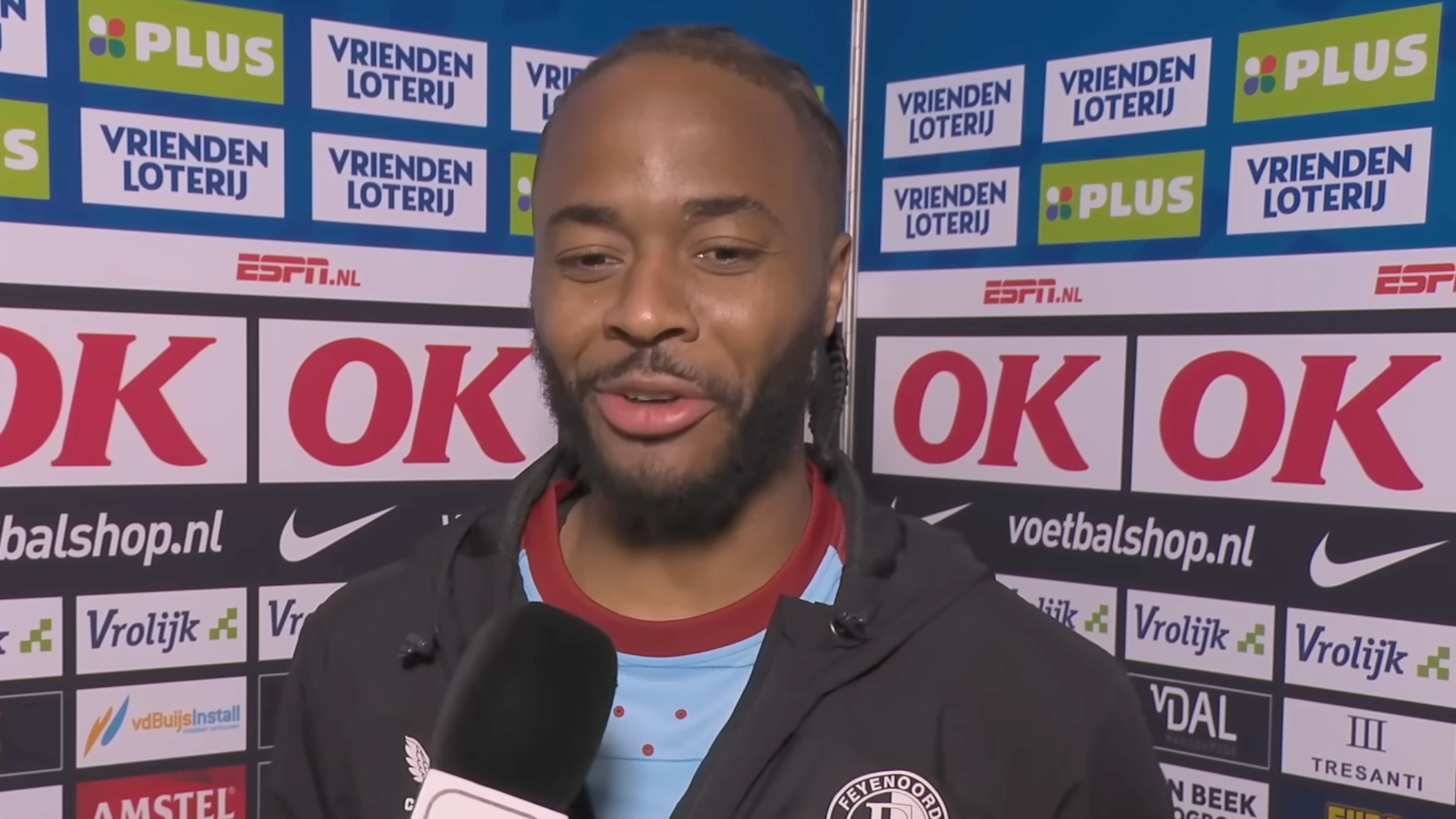 Raheem Sterling's response to reporter 'laughing' during interview after Feyenoord game