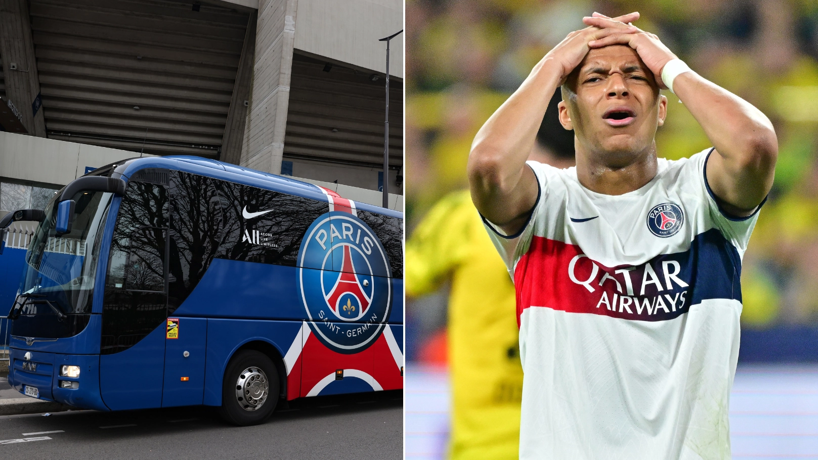 Kylian Mbappe 'left behind' by PSG team bus after Borussia Dortmund defeat