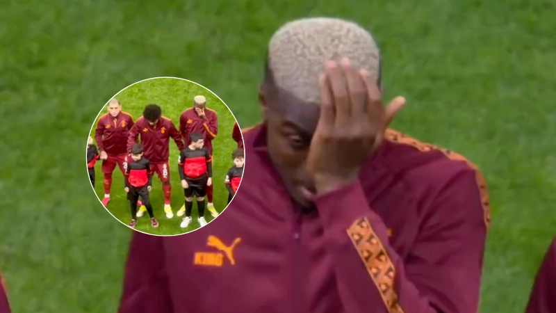 Victor Osimhen in tears after seeing tifo made by Galatasaray fans before Liverpool game