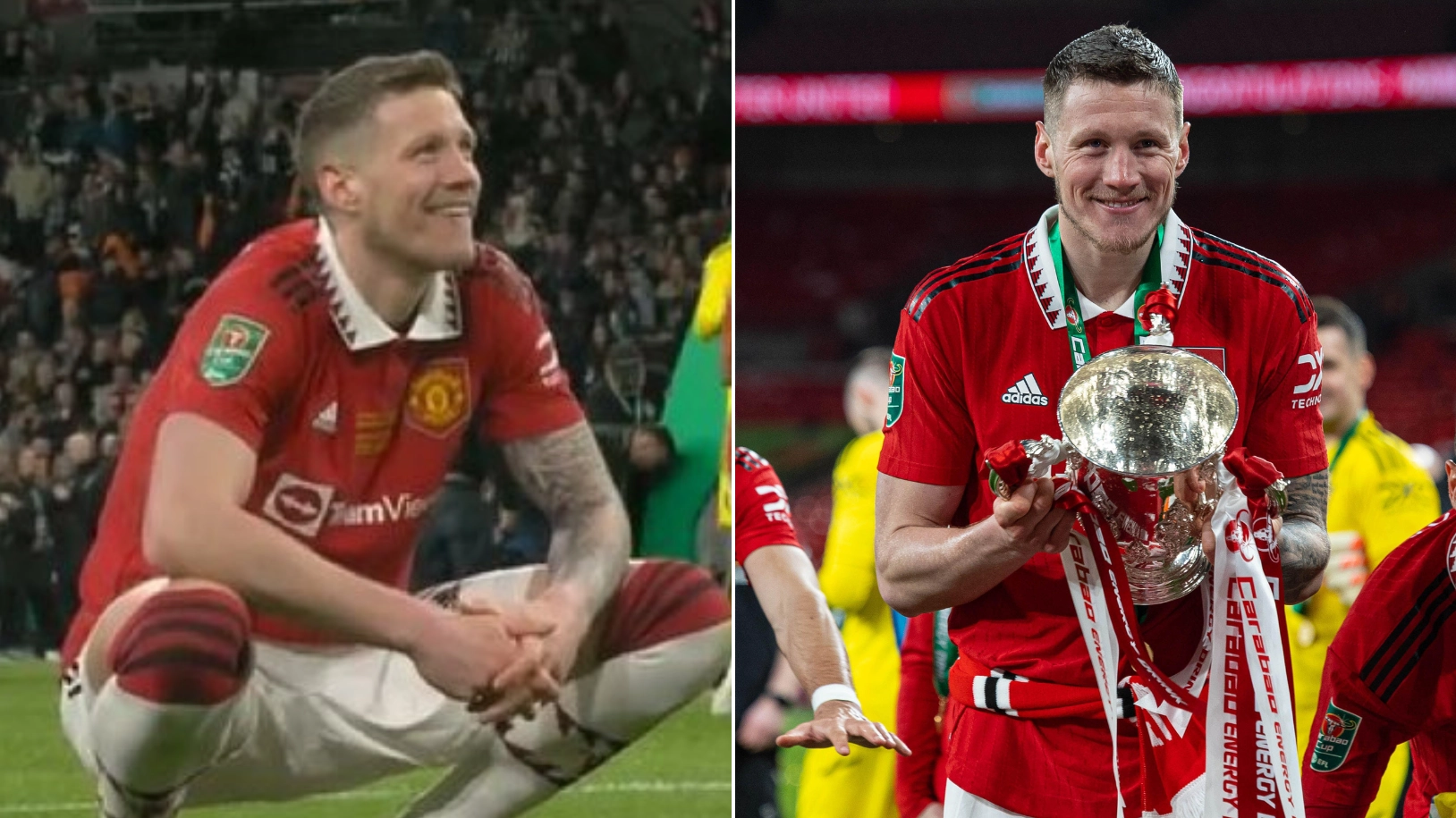 Video of Wout Weghorst taking in his first professional trophy at the age of 30 is emotional