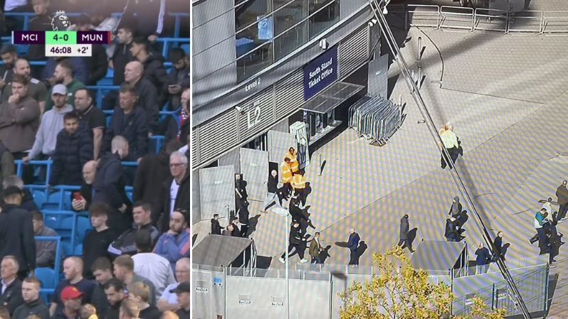Manchester United fans spotted leaving the Etihad before half-time after going 4-0 down