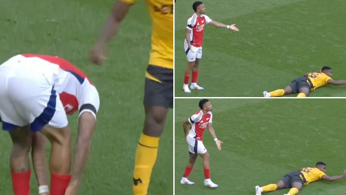 Fans baffled at how Wolves player stayed on pitch after what he did during Arsenal game