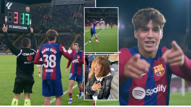Marc Guiu, 17, scores winner on his Barcelona debut, just seconds after coming on as a substitute
