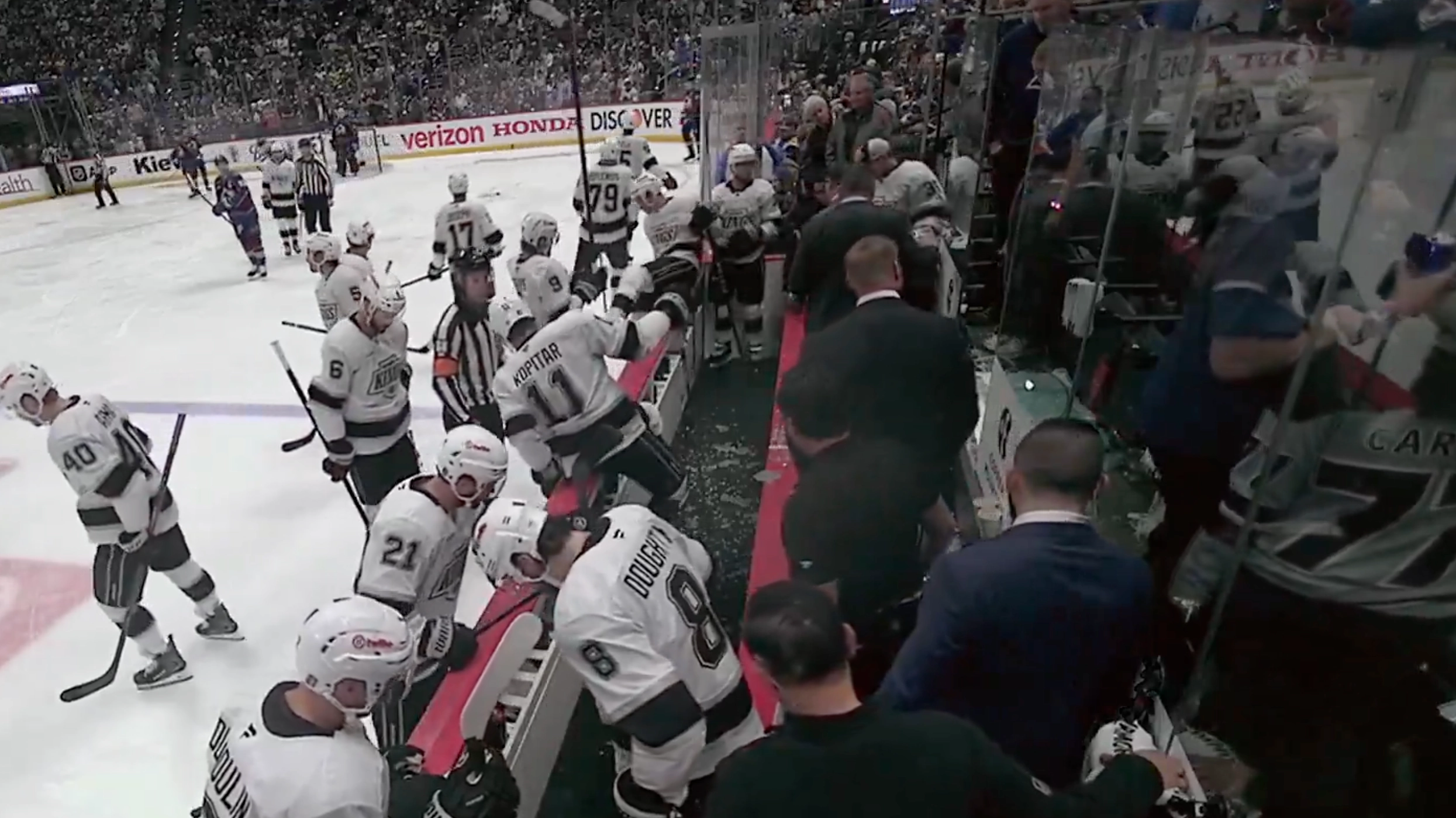 NHL Coach showered with broken glass from fan during playoff game 